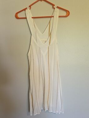 O'Neill White Gauze Dress with Gold Embroidery